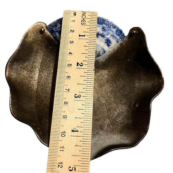 Studio Pottery Shell Form Raku Dish Found Objects Shard Signed Jane F - Picture 4 of 7